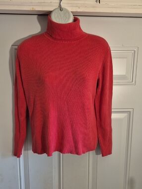 Liz Claiborne Coral Ribbed Turtleneck Sweater